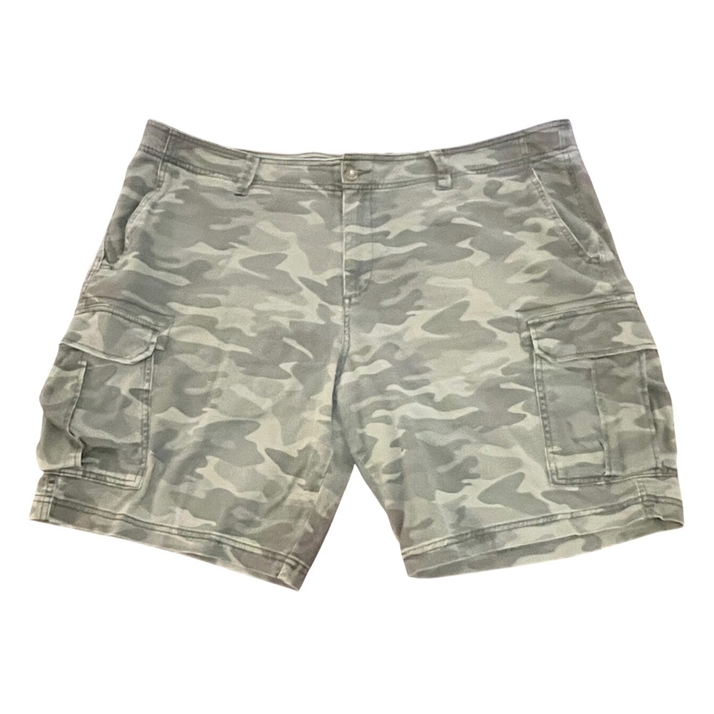 George Mens Camo Cargo Shorts Green Size 42 Stretch Cotton Casual Outdoor GUC